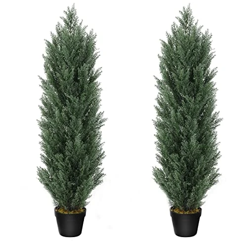Binnny Flower 4ft Topiary Trees Artificial Outdoor 2 Pack Cedar Pine Faux Bushes And Shrubs Fake Potted Plants UV Rated 4 Feet For Front Porch Home Indoor Decor 1 Binnny Flower 4ft Topiary Trees Artificial Outdoor 2 Pack Cedar Pine Faux Bushes And Shrubs Fake Potted Plants UV Rated 4 Feet For Front Porch Home Indoor Decor