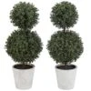 MyGift 14.7 Inch Green Artificial Boxwood Topiary Trees - Decorative Faux Indoor Plants In Gray Paper Pulp Planter Pots -Green Leaf Store 51sR541TnuL