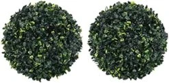 VidaXL 2X Artificial Boxwood Balls Artificial Flora Home Interior Decoration Fake Plant Pot Planter Garden Patio Balcony Landscape 17.7" -Green Leaf Store 51soNJFhYlS. AC