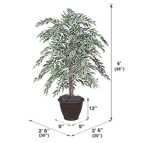 Vickerman 4' Artificial Variegated Smilax Bush, Brown Plastic Container. 2 Vickerman 4' Artificial Variegated Smilax Bush, Brown Plastic Container. - Image 2