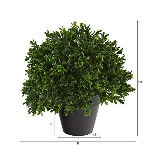 Nearly Natural Mini 10in. Boxwood Topiary Artificial Plant UV Resistant (Indoor/Outdoor), Green 2 Nearly Natural Mini 10in. Boxwood Topiary Artificial Plant UV Resistant (Indoor/Outdoor), Green - Image 2