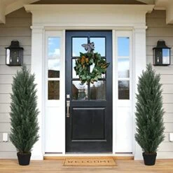 Binnny Flower 4ft Topiary Trees Artificial Outdoor 2 Pack Cedar Pine Faux Bushes And Shrubs Fake Potted Plants UV Rated 4 Feet For Front Porch Home Indoor Decor 9 Binnny Flower 4ft Topiary Trees Artificial Outdoor 2 Pack Cedar Pine Faux Bushes And Shrubs Fake Potted Plants UV Rated 4 Feet For Front Porch Home Indoor Decor -Green Leaf Store 51tYFcHUe9L