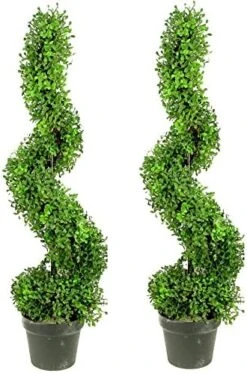 Admired By Nature Aritificial Double Ball,Shaped Boxwood Topiary In Plastic Pot, Green (GTR4634-NATURAL-2), 3ft -Green Leaf Store 51tioDjXxL. AC