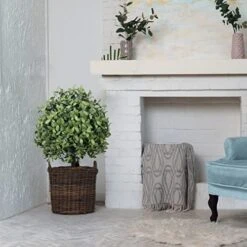 UNADRA 23” T 13” D Set Of 2 Artificial Topiary Ball Tree, Bush Potted Plant UV Resistance, Artificial Potted Shrubs For Indoor Outdoor Home Garden Decor -Green Leaf Store 51tsOvj1taL