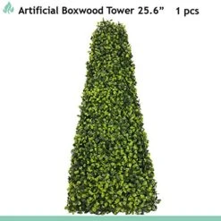 SunnyRoyal Topiary Trees Artificial Outdoor Boxwood Trees Highly Realistic Decorative Buxus Tower, UV Resistant Fake Tree For Home Garden/Indoor & Outdoor Use, 1 Piece -Green Leaf Store 51tscAC4kML