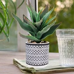 Set Of 3 Assorted Small Potted Plants Fake Eucalyptus Boxwood Plants Aloe Succulent Plant In Black And White Geometric Pots For Table Centerpiece Windowsill Shelf Indoor Outdoor Garden Greenery Decor -Green Leaf Store 51u4xD2LDsL