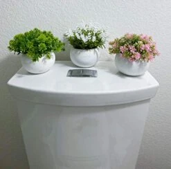 Artificial Mini Potted Plant Decor (Set Of 3) | Pink, White, Green Set | Fake Plant | Office Decor, Bathroom Decor, Farmhouse Decor, Kitchen Decor | Faux Topiary Decore | Home Decor Clearance -Green Leaf Store 51uAf3DWigL