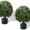 24''T Artificial Trees For Outdoors Set Of 2, Outdoor Artificial Boxwood Ball Topiary Bushes Potted Plants,Home Decor Artificial Topiariy Trees For Front Porch -Green Leaf Store 51uOKWrA93L