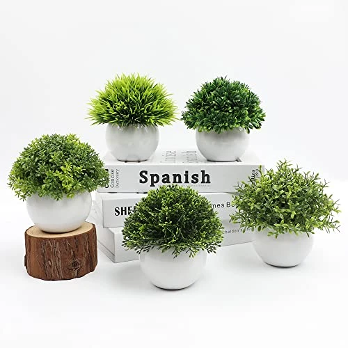 AOKKR Set Of 4 Artificial Potted Plants, Artificial Flowers, Artificial Plants, Indoor, Table, Foyer, Windowsill, Living Room, Shelf, Office, Decoration, Leaves, Gift Height 4.7 Inch 5 AOKKR Set Of 4 Artificial Potted Plants, Artificial Flowers, Artificial Plants, Indoor, Table, Foyer, Windowsill, Living Room, Shelf, Office, Decoration, Leaves, Gift Height 4.7 Inch - Image 5