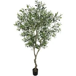 VIGGDA Artificial Tree Faux Olive Tree 7ft (82in,UV Protection 2289 Leaves) Tall Fake Olive Plant In Pot Fake Silk Tree Faux Plants Indoor