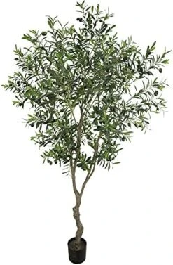 VIGGDA Artificial Tree Faux Olive Tree 7ft (82in,UV Protection 2289 Leaves) Tall Fake Olive Plant In Pot Fake Silk Tree Faux Plants Indoor -Green Leaf Store 51ubibb20WL. AC