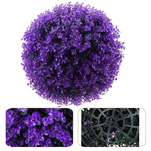 VOSAREA Artificial Topiary Plant Ball Eucalyptus Leaf Decorative Ball Decorative Topiary Balls For Garden Backyard Balcony Wedding (Purple) 5 VOSAREA Artificial Topiary Plant Ball Eucalyptus Leaf Decorative Ball Decorative Topiary Balls For Garden Backyard Balcony Wedding (Purple) - Image 5