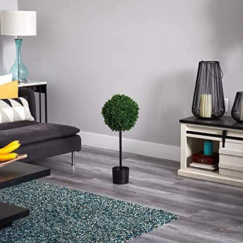 Nearly Natural Artificial UV Resistant 2.5’ Boxwood Ball Topiary Tree (Indoor/Outdoor), Green,12"D X 12"W X 2.5'H 3 Nearly Natural Artificial UV Resistant 2.5’ Boxwood Ball Topiary Tree (Indoor/Outdoor), Green,12"D X 12"W X 2.5'H - Image 3