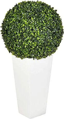 MODEENI Boxwood Topiary Ball 11 Inch Green Artificial Plant Real Look Home Decor Indoor/Outdoor For Porch Patio Or Wedding Round Bush Shrub, Modern Fresh With Hanging Chain -Green Leaf Store 51vwtJUNPKL