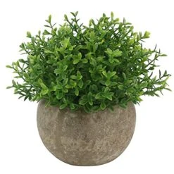 Ogrmar 4PCS Mini Plastic Artificial Plants Grass In Pot/Small Artificial Faux Greenery/Mini Plants Topiary Shrubs Fake Plants For Bathroom, House Decorations -Green Leaf Store 51wR0UvywZL