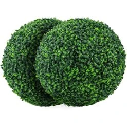 CUCUFA Artificial Plant Topiary Ball, 2Pcs Faux Boxwood Ball Outdoor Uv Resistant Greenery Shrubs Plants Garden Spheres Decorative 9 CUCUFA Artificial Plant Topiary Ball, 2Pcs Faux Boxwood Ball Outdoor Uv Resistant Greenery Shrubs Plants Garden Spheres Decorative -Green Leaf Store 51wotqng7eL