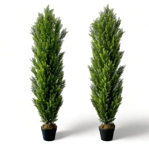 I.C.ELAINE 5 Foot Topiary Trees Artificial Outdoor 2 Pack Large Cedar Pine Fake Plants UV Rated 5ft Faux Topiary Bushes And Shrubs Set Of 2 For Home Indoor Front Porch Patio Decor 1 I.C.ELAINE 5 Foot Topiary Trees Artificial Outdoor 2 Pack Large Cedar Pine Fake Plants UV Rated 5ft Faux Topiary Bushes And Shrubs Set Of 2 For Home Indoor Front Porch Patio Decor