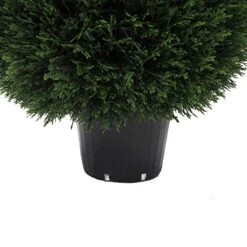 Vickerman Everyday 24" Artificial Silk Cedar Topiary Ball - UV Resistant Indoor Outdoor - Potted Natural Green - Home Patio Tabletop Faux Bush Decoration 7 Vickerman Everyday 24" Artificial Silk Cedar Topiary Ball - UV Resistant Indoor Outdoor - Potted Natural Green - Home Patio Tabletop Faux Bush Decoration -Green Leaf Store 51xCA7x2JzL
