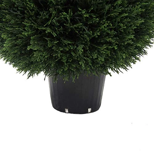 Vickerman Everyday 24" Artificial Silk Cedar Topiary Ball - UV Resistant Indoor Outdoor - Potted Natural Green - Home Patio Tabletop Faux Bush Decoration 3 Vickerman Everyday 24" Artificial Silk Cedar Topiary Ball - UV Resistant Indoor Outdoor - Potted Natural Green - Home Patio Tabletop Faux Bush Decoration - Image 3