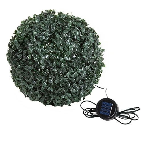Pure Garden 50-128 Solar Powered LED Artificial Topiary Ball-Decorative Pre-lit Faux Boxwood With Rechargeable Battery-Outdoor Lawn And Garden Decor 4 Pure Garden 50-128 Solar Powered LED Artificial Topiary Ball-Decorative Pre-lit Faux Boxwood With Rechargeable Battery-Outdoor Lawn And Garden Decor - Image 4