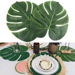 AerWo 14" Artificial Tropical Palm Leaves, Safari Birthday Decorations Extra Large Faux Leaf Jungle Hawaiian Party Decorations With Luau Beach Theme Decorations For Table Decoration Accessories, 48pcs 7 AerWo 14" Artificial Tropical Palm Leaves, Safari Birthday Decorations Extra Large Faux Leaf Jungle Hawaiian Party Decorations With Luau Beach Theme Decorations For Table Decoration Accessories, 48pcs -Green Leaf Store 51xHBcxufWL