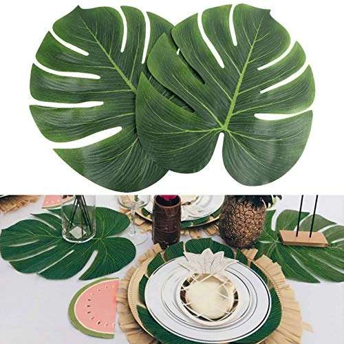 AerWo 14" Artificial Tropical Palm Leaves, Safari Birthday Decorations Extra Large Faux Leaf Jungle Hawaiian Party Decorations With Luau Beach Theme Decorations For Table Decoration Accessories, 48pcs 3 AerWo 14" Artificial Tropical Palm Leaves, Safari Birthday Decorations Extra Large Faux Leaf Jungle Hawaiian Party Decorations With Luau Beach Theme Decorations For Table Decoration Accessories, 48pcs - Image 3