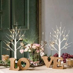 PABIPABI Home Decorations 2 Pack Lighted Birch Tree 24 LED 24'' Money Tree Bonsai Tree Artificial Tree Lights Battery Powered Timer Tabletop Ceterpieces Tree For Home Party Wedding Decor -Green Leaf Store 51xkMhcBvML