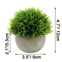 Ogrmar 4PCS Mini Plastic Artificial Plants Grass In Pot/Small Artificial Faux Greenery/Mini Plants Topiary Shrubs Fake Plants For Bathroom, House Decorations -Green Leaf Store 51xtWPuZVjL