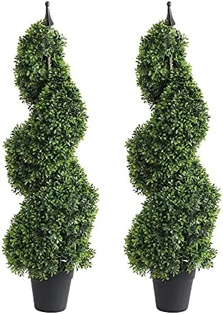 Armada Boxwood Topiary Trees Faux Spiral Artificial Feaux Plants Green Fakes Toparies Tree Indoor Outdoor Decor Plant With Plastic Pot Set Of 2 (35 Inch) 6 Armada Boxwood Topiary Trees Faux Spiral Artificial Feaux Plants Green Fakes Toparies Tree Indoor Outdoor Decor Plant With Plastic Pot Set Of 2 (35 Inch) - Image 6