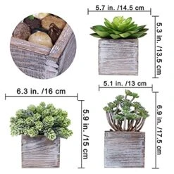 Set Of 3 Assorted Small Potted Succulents Plants Decorations Green Fake Succulents Cacti In Rustic Wooden Pots For Home Living Room Bathroom Table Centerpiece Windowsill Shelf Office Desk Indoor Decor -Green Leaf Store 51y4doi3P2L