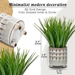 Potted Plants Artificial Decor Faux Plants Indoor Artificial Grass Plant In Ceramic Pot For Home Decor Realistic Green Fake Grass House Living Room Bedroom Bathroom Office Greenery Decoration -Green Leaf Store 51yPDDehrJL
