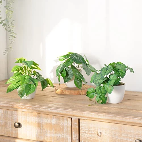 Dahey 3 Pack Fake Potted Plant Artificial Plants For Home Decor Indoor, Broad Leaved Faux Plants Indoor Desk Plant With 4 Inch Frosted Plastic Planter For Office Bathroom Greenery Decoration 3 Dahey 3 Pack Fake Potted Plant Artificial Plants For Home Decor Indoor, Broad Leaved Faux Plants Indoor Desk Plant With 4 Inch Frosted Plastic Planter For Office Bathroom Greenery Decoration - Image 3