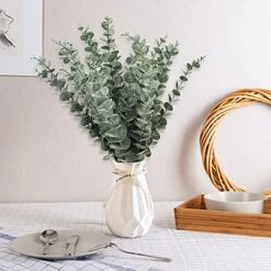 24pcs Eucalyptus Stems Decor, Real Touch Fake Eucalyptus For Flower Arrangements, Artificial Eucalyptus Leaves Faux Greenery Branches Bulk For Home Office Centerpiece Wedding Bouquet Decoration -Green Leaf Store 51yXTPyxlmL