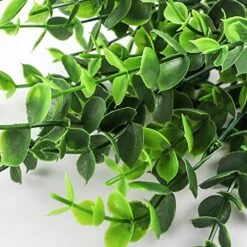 CEWOR 8pcs Artificial Greenery Plants Outdoor UV Resistant Fake Plastic Boxwood Shrubs Grass Stems For Home Wedding Courtyard Indoor And Outside Garden Porch Patio Window Box Farmhouse Decoration -Green Leaf Store 51yZ28G1UmL