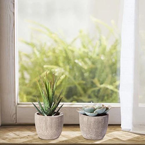 Jelofly Fake Plants Artificial Succulent Plants Assorted Decorative Faux Succulent Potted Fake Cactus Cacti Plants Gray Pots, Set Of 5 2 Jelofly Fake Plants Artificial Succulent Plants Assorted Decorative Faux Succulent Potted Fake Cactus Cacti Plants Gray Pots, Set Of 5 - Image 2