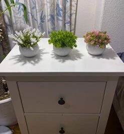 Artificial Mini Potted Plant Decor (Set Of 3) | Pink, White, Green Set | Fake Plant | Office Decor, Bathroom Decor, Farmhouse Decor, Kitchen Decor | Faux Topiary Decore | Home Decor Clearance -Green Leaf Store 51yfe5zH3yL