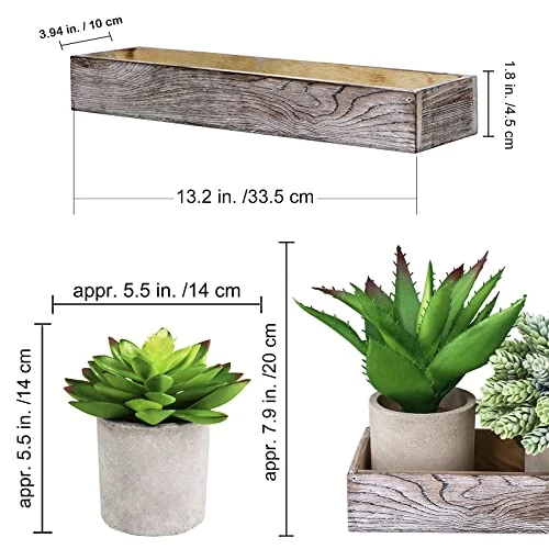 Winlyn Set Of 3 Artificial Potted Succulents Plants In Rustic Wood Tray Succulents Arrangement For Farmhouse Table Centerpiece Desk Windowsill Shelf Counter Home Bathroom Kitchen Office Country Decor 3 Winlyn Set Of 3 Artificial Potted Succulents Plants In Rustic Wood Tray Succulents Arrangement For Farmhouse Table Centerpiece Desk Windowsill Shelf Counter Home Bathroom Kitchen Office Country Decor - Image 3