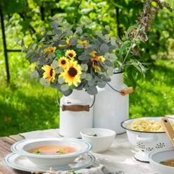 FUNARTY 6 Pcs Artificial Eucalyptus Leaves Stems 25in Tall With 80 Leaves Fake Silver Dollar Eucalyptus Plant Greenery Stems Branches For Farmhouse Vase Bouquets Wedding Home Decor -Green Leaf Store 51zH4Jq6uaL