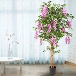 THE BLOOM TIMES 6ft Fake Wisteria Tree Artificial Plants For Home Decor Indoor 6 Feet Tall 72 Inch -Green Leaf Store 51zcuHXMgzS