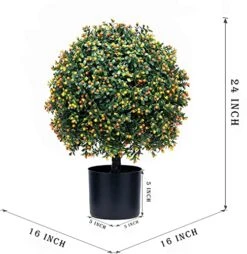 QAOUIEP Set Of 2 -Pre-Potted Artificial Potted Shrubs UV Resistant,24" Artificial Boxwood Topiary Ball Tree,for Indoor And Outdoor Home Garden 11 QAOUIEP Set Of 2 -Pre-Potted Artificial Potted Shrubs UV Resistant,24" Artificial Boxwood Topiary Ball Tree,for Indoor And Outdoor Home Garden -Green Leaf Store 51zdCxmpzpL