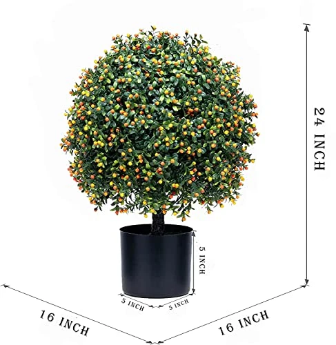 QAOUIEP Set Of 2 -Pre-Potted Artificial Potted Shrubs UV Resistant,24" Artificial Boxwood Topiary Ball Tree,for Indoor And Outdoor Home Garden 5 QAOUIEP Set Of 2 -Pre-Potted Artificial Potted Shrubs UV Resistant,24" Artificial Boxwood Topiary Ball Tree,for Indoor And Outdoor Home Garden - Image 5