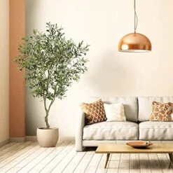 VIGGDA Artificial Tree Faux Olive Tree 7ft (82in,UV Protection 2289 Leaves) Tall Fake Olive Plant In Pot Fake Silk Tree Faux Plants Indoor -Green Leaf Store 51znhIxXajL