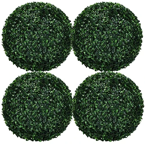Yunlly 4 Pcs 14.2 Inch 3 Layers Outdoor Artificial Plant Topiary Ball UV Resistant Faux Boxwood Plants Outdoor Decorative Balls For Backyard, Balcony, Garden, Wedding And Home Decor 1 Yunlly 4 Pcs 14.2 Inch 3 Layers Outdoor Artificial Plant Topiary Ball UV Resistant Faux Boxwood Plants Outdoor Decorative Balls For Backyard, Balcony, Garden, Wedding And Home Decor