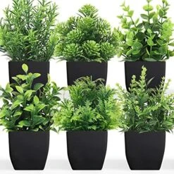 LELEE Fake Potted Plants Mini Artificial Plants, 6 Pcs Small Eucalyptus Potted Faux Decorative Grass Plant With White Pot For Home Decor, Indoor, Office, Desk, Table Decoration -Green Leaf Store 611Nn7tzw7L. AC
