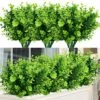 TEMCHY 24 Bundles Outdoor Artificial Boxwood Stems Faux Plants Shrubs, Fake UV Resistant Greenery Foliage Spring For Farmhouse, Home, Garden, Office, Patio, Wedding Decor -Green Leaf Store 611oJgAF5VL