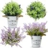 Supecaty 2 Pack Artificial Plants Fake Purple Lavender And Blueberry Plants In Metal Pots, Small Farmhouse Flowers For Indoor Outdoor Home Bathroom Kitchen Office Party Decoration -Green Leaf Store 611qiVqMpFL