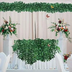 GPARK 84ft 12 Pack / 82 Inch, Artificial Ivy Garland Fake Leaf Plants Vine, Hanging Leaves Garlands For Wedding Party Garden Kitchen Outdoor Greenery Wall Decor Green -Green Leaf Store 61211tEjifL