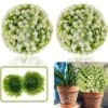 Coregreen 2pcs Artificial Topiary Ball 11inch White Flower Balls Artificial Plant Decorative Balls Faux Artificial Kissing Balls Mum's Ball For Balcony, Wedding, Christmas Decoration Indoor Outdoor -Green Leaf Store 612GJB4p1hL