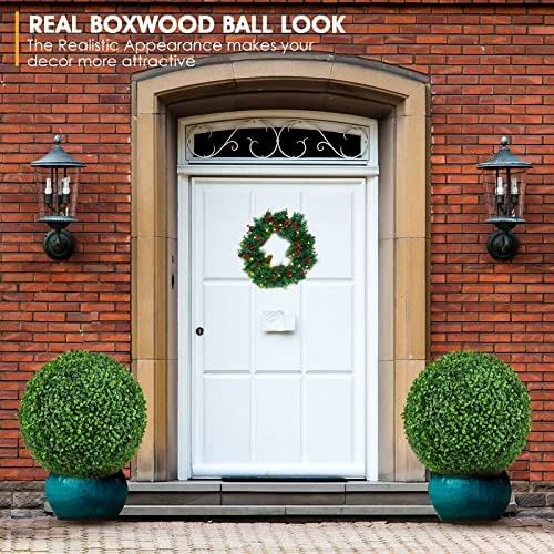 TTDMK 2 PCS 16 Inch Boxwood Balls With Ground Pegs And String, 4 Layers Artificial Plant Topiary Ball, UV Resistant Artificial Topiary Ball For Outdoor/Indoor, Garden, Front Porch, Wedding Décor 2 TTDMK 2 PCS 16 Inch Boxwood Balls With Ground Pegs And String, 4 Layers Artificial Plant Topiary Ball, UV Resistant Artificial Topiary Ball For Outdoor/Indoor, Garden, Front Porch, Wedding Décor - Image 2