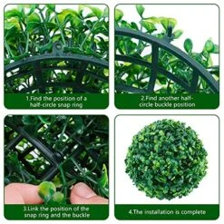 FTL&HONG Artificial Boxwood Ball 13in,15in,19in,23in,Artificial Plant Trim Ball Green,No Installation -Lifelike Plants,for Indoor Outdoor Decor -Green Leaf Store 612z96460WS
